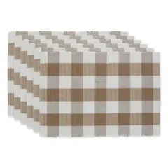 DII&reg; Buffalo Check Ribbed Placemat, 6ct. Stone/White