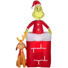 6ft. Animated Airblown&reg; Inflatable Christmas Grinch in Chimney