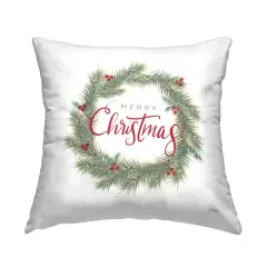Stupell Industries Merry Christmas Wreath Throw Pillow