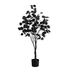 4ft. Pre-Lit Artificial Halloween Black Eucalyptus Tree with 160 Orange & Purple LED Lights