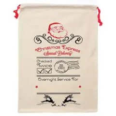 Personality Case&trade; 19" x 26" Chris Express Cotton Christmas Drawstring Bag