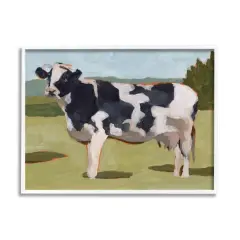 Stupell Industries Dairy Farm Cow Grazing Country Cattle Traditional Painting Framed Wall Art White