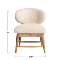 Hello Honey&reg; 30" Ivory Boucle Cotton Upholstered Chair with Wood Legs
