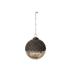 Hello Honey&reg; 6" Starry Bronze & Dipped Silver Mercury Glass Ball Ornament