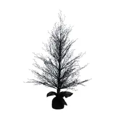 4ft. Pre-Lit LED Halloween Black Twig Artificial Fall Tree in Burlap Planter