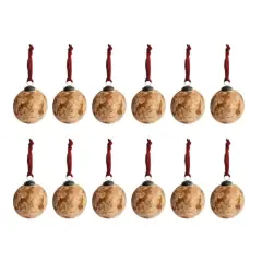Hello Honey&reg; 12 Pack 4" Frosted Berry Glass Ball Ornaments with Burgundy Velvet Ribbon