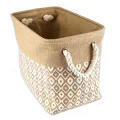 DII&reg; 15" Brown Ikat Rectangle Burlap Bin