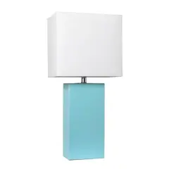 Lalia Home Lexington 21" Leather Home D&eacute;cor Table Lamp Aqua