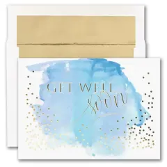 JAM Paper 5.625" x 7.875" Watercolor Hand-Lettered Get Well Cards & Envelopes, 25ct.