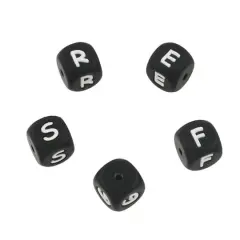 11.5mm Alphabet Cube Silicone Beads by Bead Landing&trade; Black
