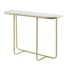 Walker Edison Faux White Marble/Gold Modern Curved Entry Table