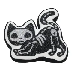 17" Glittery Black & Silver Skeleton Cat Accent Pillow by Ashland&reg;
