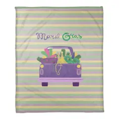 Truck Load Stripes Mardi Gras Fleece Throw