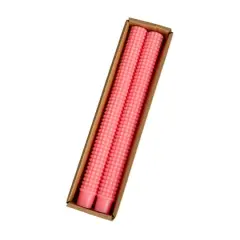 Hello Honey&reg; 10" Pink Unscented Hobnail Taper Candles, 2ct.