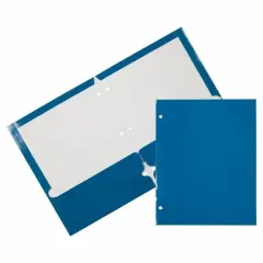 JAM Paper 9.5" x 11.5" Glossy 3-Hole Punch Folders, 12ct. Blue