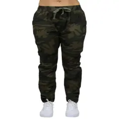 Galaxy By Harvic Loose Fit Stretch Twill Women's Joggers Camouflage