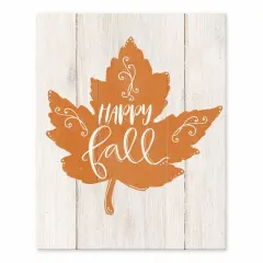 Happy Fall Orange Leaf Tabletop Canvas