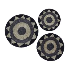 Set of 3 Black Cotton Rustic Wall Decor 24", 20", 16"