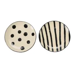 Hello Honey&reg; 8" Black & White Round Hand-Painted Textured Stoneware Plates, 2ct.