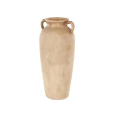 20" Brown Antique Ceramic Vase with Handles