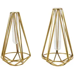 Gold Stainless Steel Geometric Test Tube Vase Set