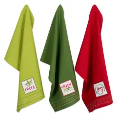 DII&reg; Assorted Holiday Greetings Embellished Dishtowel Set