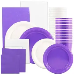 JAM Paper Party Tableware Assortment Grad Pack Purple/White