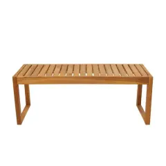 47" Brown Teak Wood Slatted Outdoor Accent Table