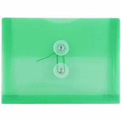 JAM Paper 5.25" x 7.5" Booklet Plastic Envelopes with Button and String Closure, 24ct. Green