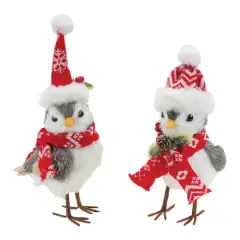 Winter Bird with Hat & Scarf Accent Set, 8.5" & 10.5"