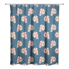 Umbrella Pattern Shower Curtain Navy and Red