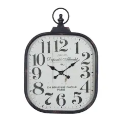 26" Black Metal Vintage Wall Clock