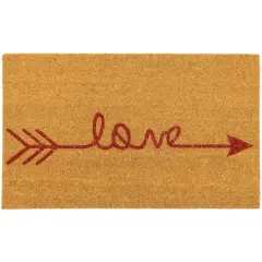 Red Love Arrow Natural Coir Outdoor Doormat
