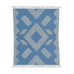 National Outdoor Living&reg; Geometric Hand Woven Outdoor Rug Dusty Blue