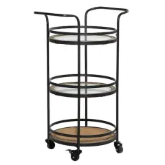Brown Wood Industrial Bar Cart 35" x 21" x 16"