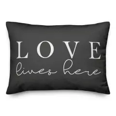 Love Lives Here Gray Throw Pillow