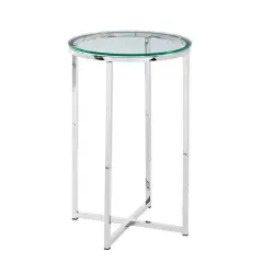 Walker Edison 16" Glam Round Side Table Glass/Chrome