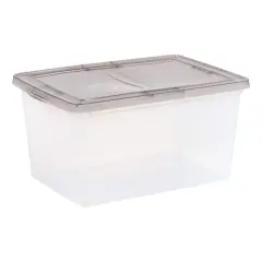 IRIS&reg; 58qt. Clear Snap Top Storage Box with Gray Lid
