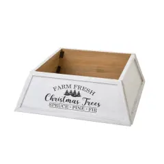 Glitzhome&reg; 32" White Trapezoid Farm Fresh Christmas Tree Collar