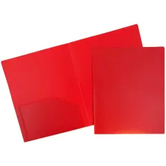 JAM Paper Heavy Duty Plastic 2-Pocket Folders, 6ct. Red