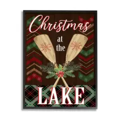 Stupell Industries Christmas At Lake Seasonal Oars Framed Giclee Art Black