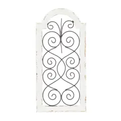 20" White Wood Vintage Ornamental Wall Decor