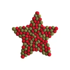Hello Honey&reg; 7.5" Red & Green Handmade Wool Felt Ball Star Trivet