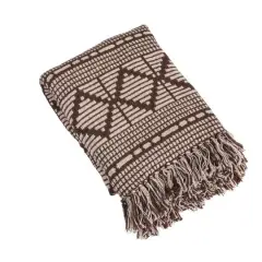 Hello Honey&reg; Brown & Beige Diamond Soft Recycled Cotton Blend Throw