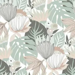 RoomMates Retro Tropical Leaves Peel & Stick Wallpaper Pink and Green