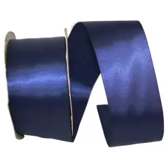 JAM Paper 2.5'' x 50yd. Double Face Satin Ribbon Navy