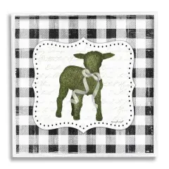 Stupell Industries Seasonal Easter Baby Calf Spring Tartan Pattern Framed Giclee Art White