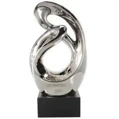 26.5" Silver Abstract Modern Ceramic Sculpture