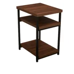 Household Essentials Jamestown 2-Shelf End Table Mid Century Walnut