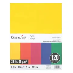 8.5" x 11" Mixed 24lb. Solid Core Paper Pack by Recollections&trade;, 120 Sheets Primary